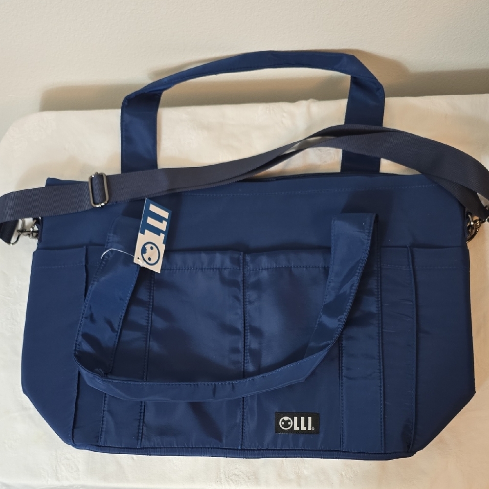 Olli Navy Tote Bag  Drinks, Baby Gear, Beach Gear  Adjustable Strap 21x14